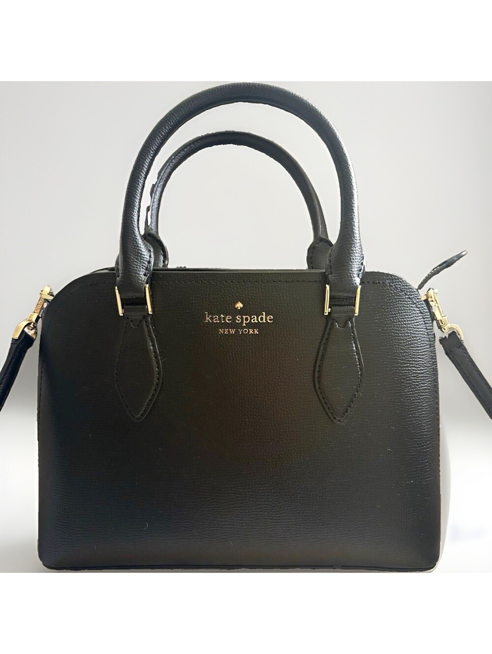 kate spade new york Black Medium Satchel Top Handle Zip Detachable Strap Gold HW